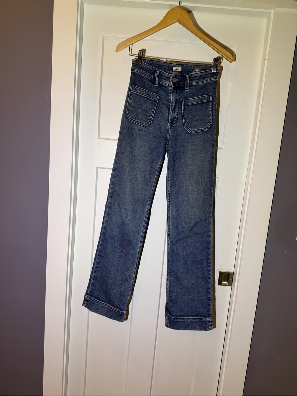 Faherty Dark Blue Flare Wide-Leg Jeans